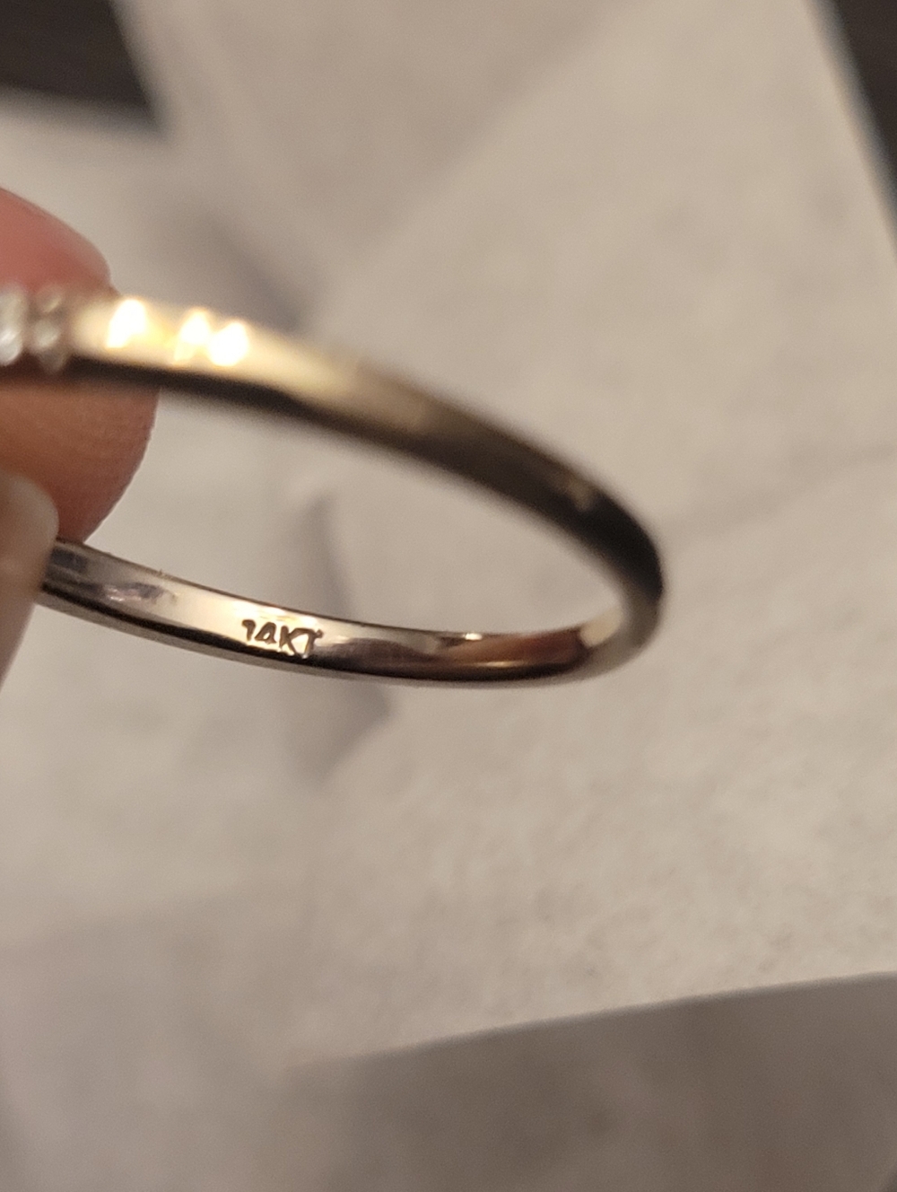 Delicate Silver Pavé Stackable Ring - White - Picture 6 of 7